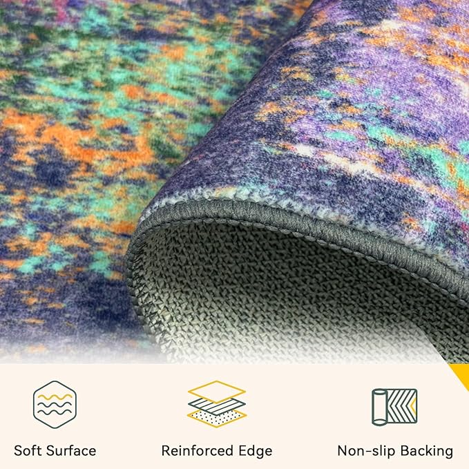 Washable Area Rugs 4ft Non-Slip Modern Abstract Soft - Image 3