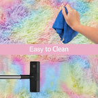 Small Fluffy Rainbow Colorful Area Rug - Image 7