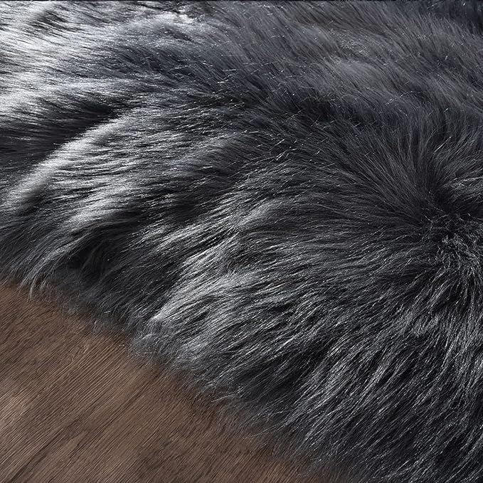 Latepis Dark Grey Rugs for Living Room Round Rugs 6ft Fluffy Circle Fuzzy Shag - Image 6