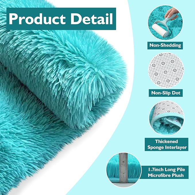 yulidayang Soft Round Area Rug for Kids Bedroom, Fluffy Fuzzy Shaggy Rug - Image 3