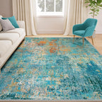 Washable Area Rugs 7'x9' Non-Slip Modern Abstract Soft - Image 2
