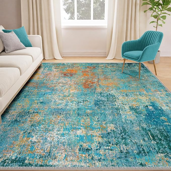 Washable Area Rugs 6'x8' Non-Slip Modern Abstract Soft - Image 7