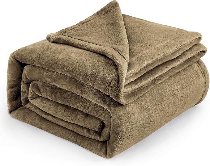 Bedsure GentleSoft Fleece Blankets Queen Size Camel by BEDSURE