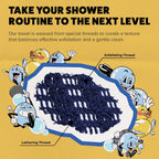 GOSHI Exfoliating Shower Towel - Long Body Scrubber, Blue