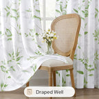 HOMEIDEAS Non-See-Through Sage Green and White Privacy Sheer Curtains 52 X 63 - Image 4