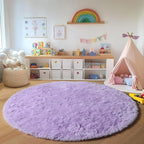 ONASAR Light Purple Round Area Rug 4ft, Soft Bedroom Circle Rugs Floor Mats - Image 3