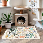 Washable 2x3 Entryway Scalloped Rug: Floral Thin Door Mat Non Slip Water - Image 3