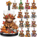 Novabright 14pcs Fall Interchangeable Paper Towel Holder, Highland Cow