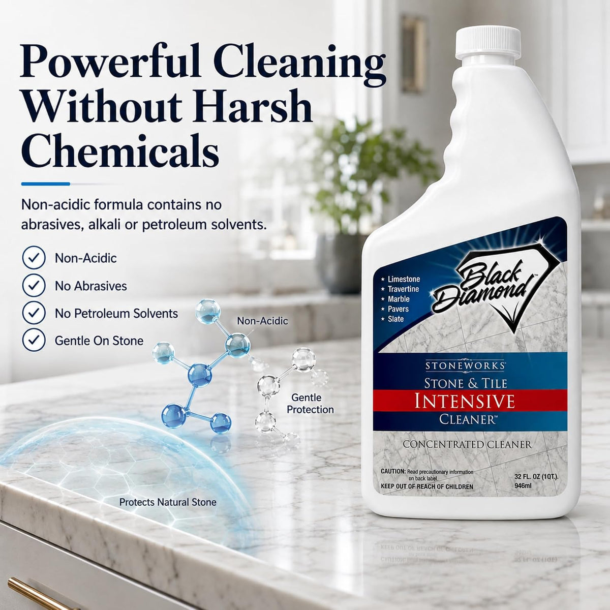 Stone & Tile Intensive Cleaner for Travertine & Natural Stone, 1-Quart