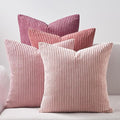 Topfinel Pink Throw Pillow Covers 12x12 Inch Set of 4, Soft Farmhouse Corduroy by Topfinel