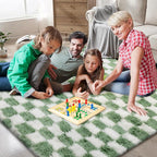 Large Area Rugs for Living Room Bedroom, 9x12 Green and White Fluffy Soft - Image 3