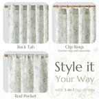 jinchan Floral Curtains 84 Inches Long Sage Green Flower Linen Farmhouse Curtain - Image 5