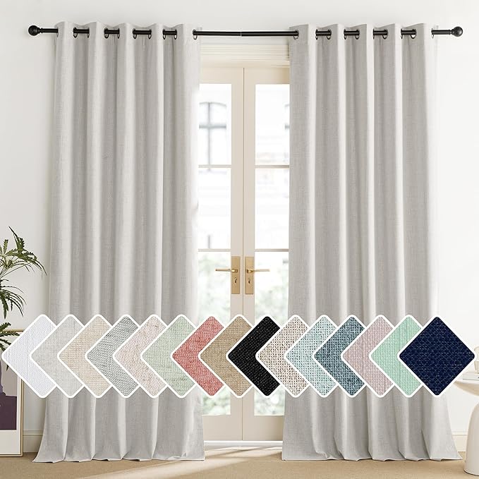 NICETOWN Snowbound Vintage Linen 100% Blackout Curtains - Image 2