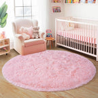 3'x3' Round Pink Rugs for Girls Bedroom, Ultra Soft Fluffy Circle Rug for Kids - Image 9