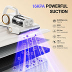FEPPO Mattress Vacuum Cleaner, 16Kpa Bed Vacuum with 253.7nm UV-C Light