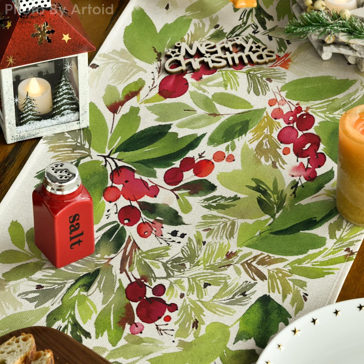 Artoid Mode Holly Christmas Table Runner Home Party Decor 13x120 Inch