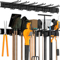 Garage Wall Organizer, Heavy Duty Tool Hangers for Garage Wall with 8 Double Hooks & 3 Rails, Tool Organizer Wall Mount, Garage Hanging Storage Rack for Shovel, Rake, Broom and Ski Gear