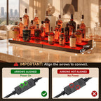 LED Illuminated Bar Bottle Display Rack, 3-Tier 32" Multi-Color Whiskey Rack, Tabletop Wine Rack Equipped with RF Remote Control and App Control Ideal Choice for Home Bar, Whiskey Lovers Gift