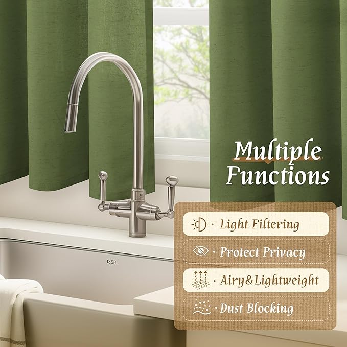 LAMIT Linen Curtains 45 Inch Length 2 Panels Set - Image 9
