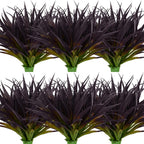 24Pcs Artificial Grass Plant Fake Outdoor Plastic Plants UV Resistant Faux Grasses Greenery Shrubs for Window Box Garden Patio Porch Home Decor Deep Purple