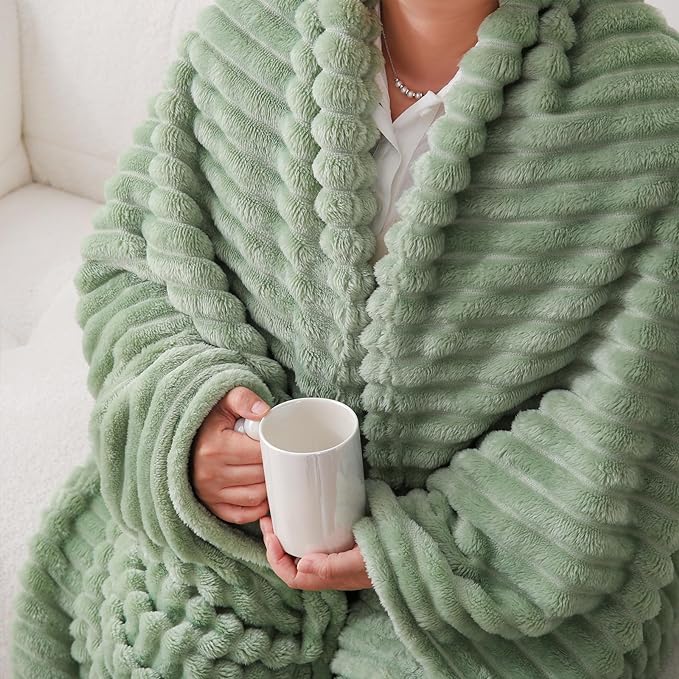 Sage Green Fleece Throw Blanket 50”×60” - Image 5