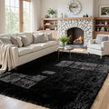 5x8 Area Rugs for Living Room: Soft Fluffy Shag Black Rugs for Bedroom by CarpetAddColortoYourLife