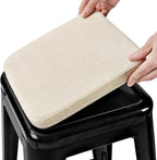 BUYUE Friendly Woven Fabric Magnetic Bar Stool Cushion 1 Piece, Enhanced Anti-Slip Breathable Small Chair Seat Pad for Café Bistro Stackable Metal Stool (Square, Beige, 1)