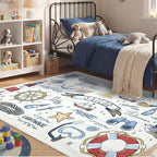 OPPODREAM Nautical Soft Area Rugs 5x7, Washable White Rug by OPPODREAM