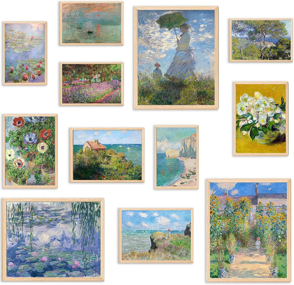 KBKBART Claude Monet Eclectic Wall Art, Monet Prints for Wall Decor, Eclectic Home Decor Canvas Impressionist Painting, Monet Water Lilies Exhibition Poster for Room Aesthetic, Classic Monet Gallery Art Prints Maximalist Decor - UNFRAMED