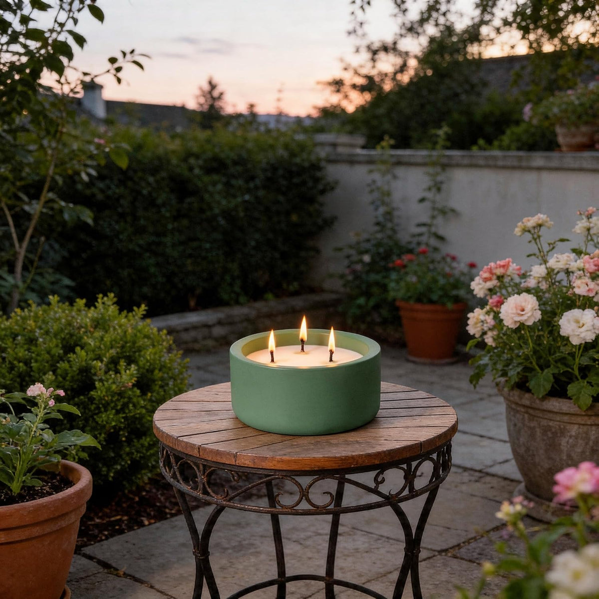 Viyffo Large Citronella Candle Outdoor, 3 Wick 20oz Citronella Candle Indoor, Non Toxic Soy Scented Candle, Green Ceramic Jar for Patio, Deck, Garden, Backyard & Camping, Home Fragrance, Décor & Gift