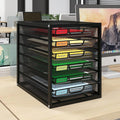 Mesh Desk Organizer with 6 Tier Sliding Drawers,Black