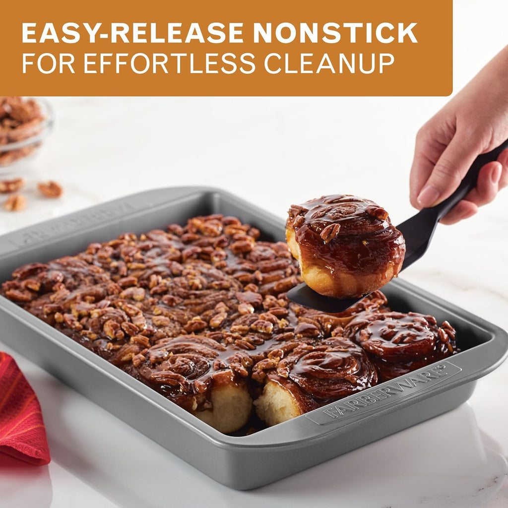 Farberware Nonstick Bakeware 9-Inch x 13-Inch Rectangular Cake Pan, Gray