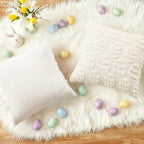 decorUhome Easter Cream White Egg Pillow Covers 18x18 Inch Set of 2, Soft Plush - Image 4