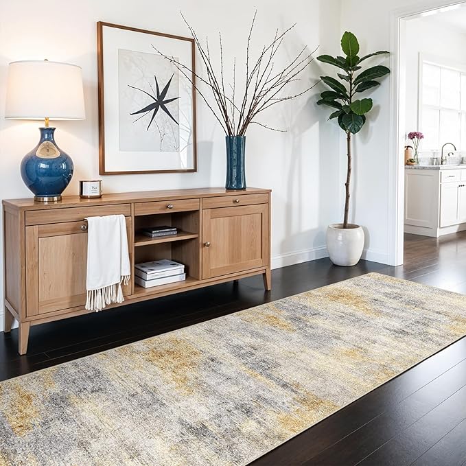 3x6 Washable Kitchen Runner Rug: Modern Abstract Runners - Image 2