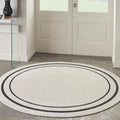 Nourison Home Nourison Essentials Ivory/Black 4' x Round Area Rug - Easy Clean, Non Shedding, Bed Room, Living Room, Dining Room, Kitchen (4' x Round)