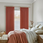 PleatedDrapes Decorative Burnt Orange Sheer Curtains 96 Inches Long for Sliding Glass Doors, Farmhouse Cottage Core Fall Pinch Pleat Linen Blend 96 Inch Curtain 2 Panel Set Light Filtering Drapes Rust