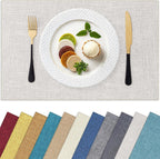 Homaxy Cloths Placemats for Dining Table Set of 6, 13" x 19", Beige