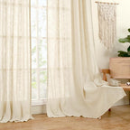 LAMIT Beige Linen Curtains for Living Room 84 inch Length, Light Filtering Semi - Image 9