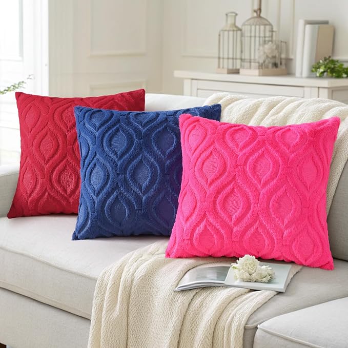decorUhome Throw Pillow Covers 26x26 Inch Set of 2, Soft Plush Faux Wool Dark - Image 4