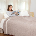 Snuggle Sac Queen Size Bedding Blanket Taupe, Super Soft Warm Microfiber - Image 7
