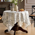 Floral Square Tablecloth 55x55 Inch Linen Table Cloth with Black Flowers