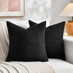 Fancy Homi 2 Packs Black Decorative Throw Pillow Covers 16x16 Inch by Fancy+Homi