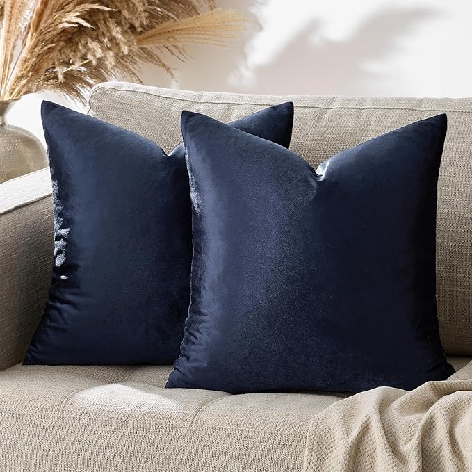 GIGIZAZA Navy Blue Velvet Pillow Covers 24x24, Square Solid Throw Pillow Covers - Image 6