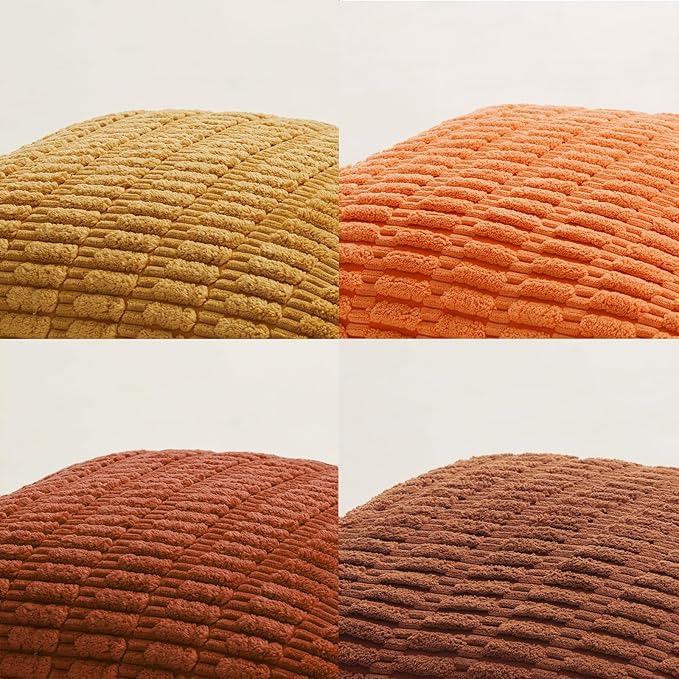 Fancy Homi Set of 4 Burnt Orange Fall Boho Decorative Throw Pillow Covers 22x22 - Image 5