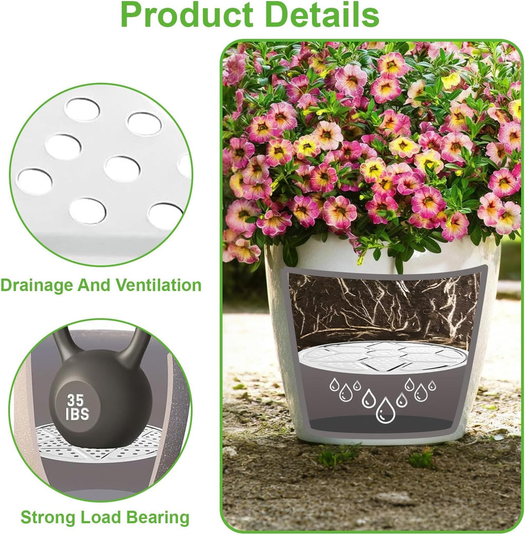 6 PCS Round Planter Inserts for Large Tall Pots,10" 11'' 12'' Stainless Steel Flower Pot Lift Insert Portable Planter Accessories Use Less Potting Soil,for Inside Pots with Drainage Hole