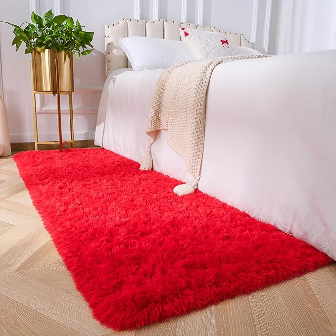 Amearea Shag Fluffy Runner Rug for Bedroom Girls Living Room, 2x6 Feet Extra - Image 2