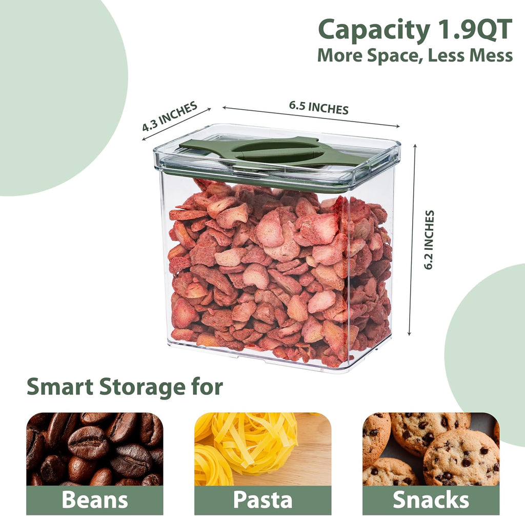 4-Pack Airtight Pantry Containers 1.9 QT Leakproof Twist-Lock Lids