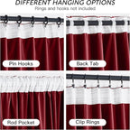 RYB HOME Red Velvet Curtains 84 inches - Image 3