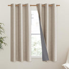NICETOWN Oatmeal Vintage Open Linen Weave Flax Thermal Curtains, 100% Blackout - Image 2