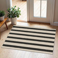 Black and White Striped Outdoor Rug by Othilic
